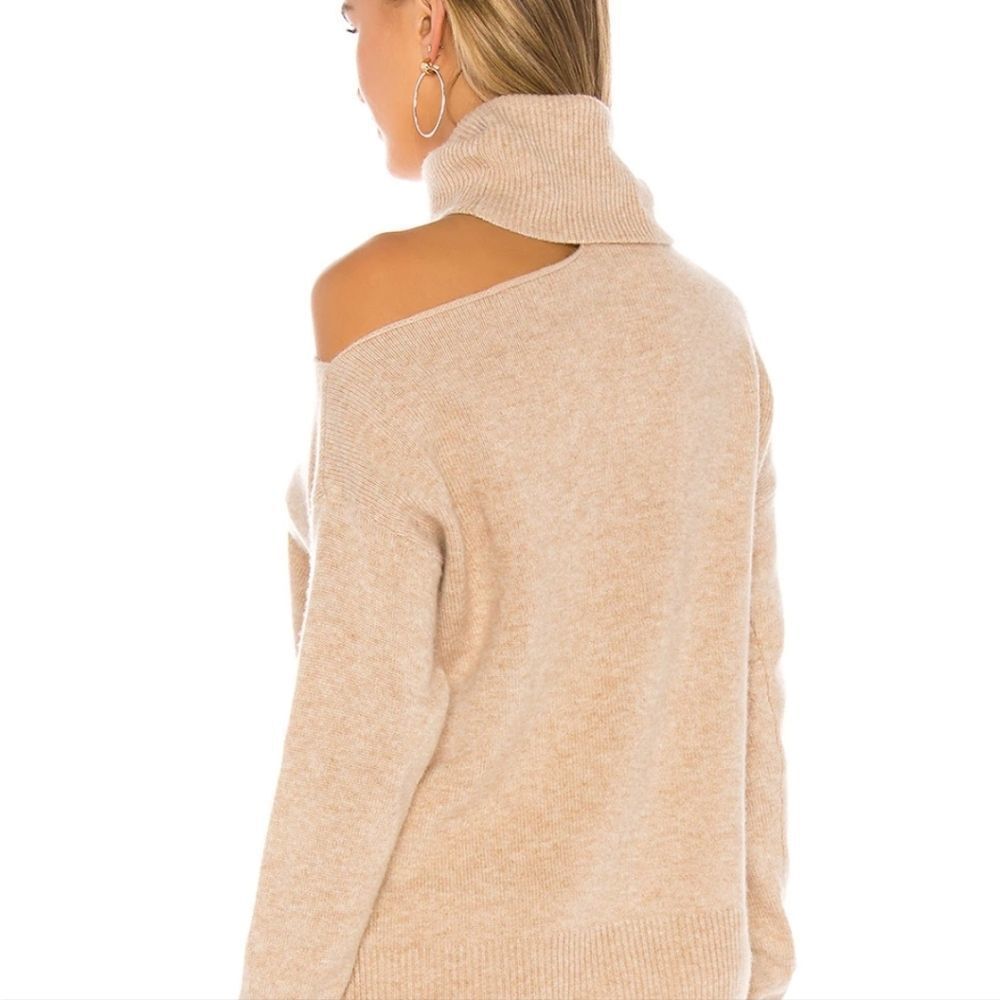 PAIGE Raundi Cold-Shoulder Sweater in Camel - Picture 8 of 10